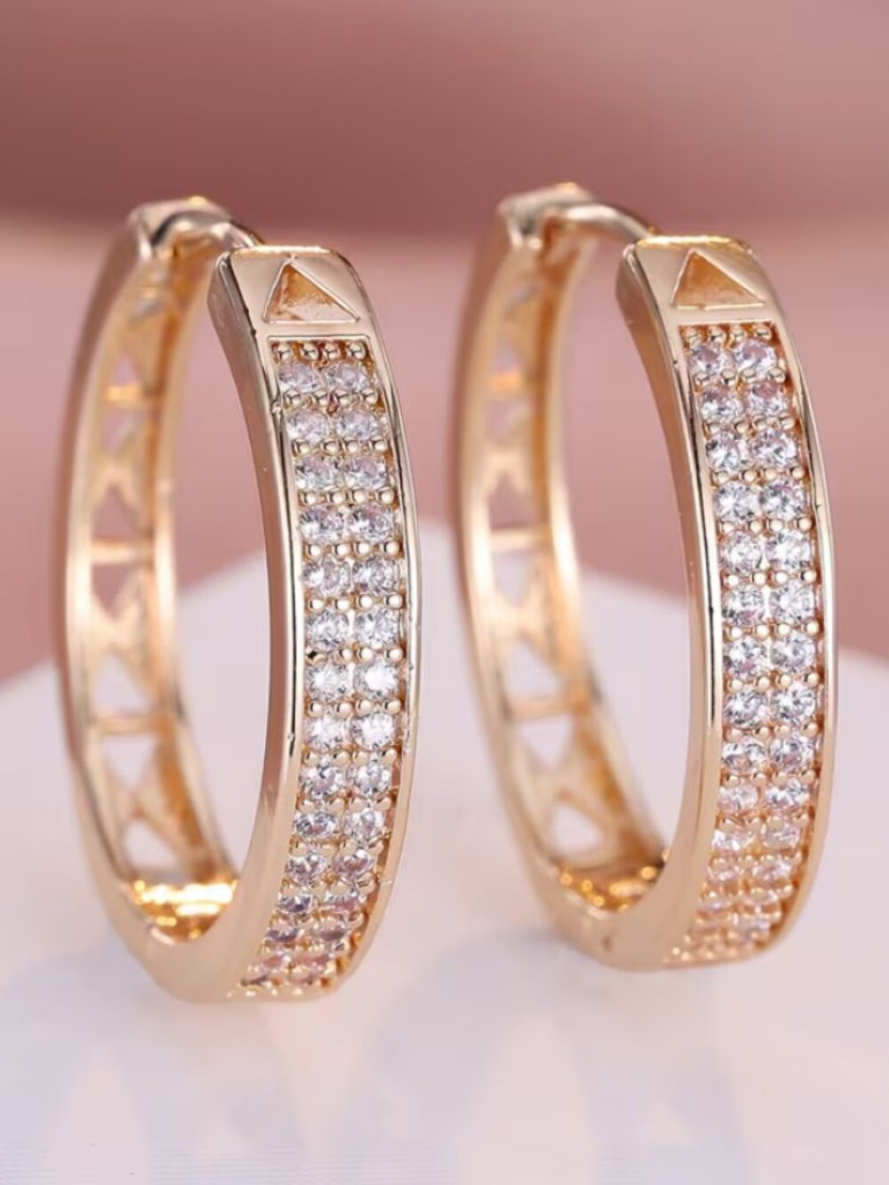 18K Gold Womens 2ct Diamond Small Hoop Earrings Ladies New 18 K Silver Jewelry